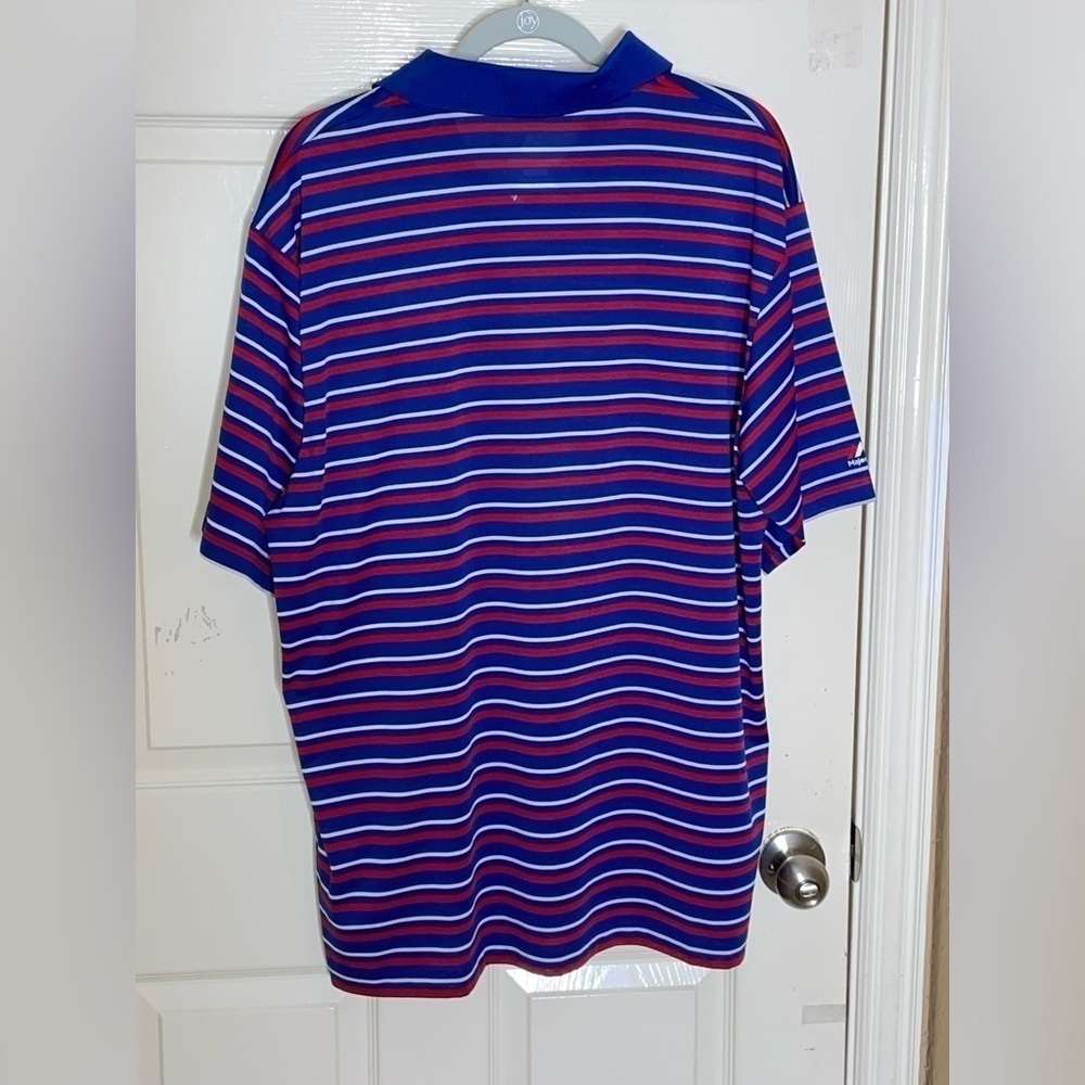 Chicago Cubs Polo Shirt Blue Striped Majestic MLB Men’s Size XL - Picture 6 of 9